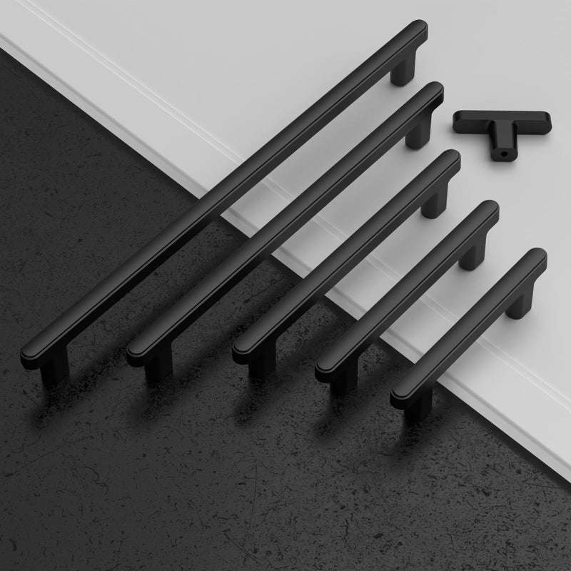 Amerdeco 10 Pack Matte Black Cabinet Pulls 3 Inch(76mm) Hole Center Drawer Pulls Cabinet Hardware Kitchen Cabinet Handles for Bathroom Dresser Pulls ZH0065 3"/76MM Hole Center