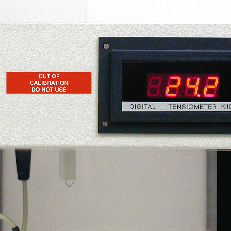 SmartSign Out of Calibration Do Not Use Write-On Label | 2" x 0.5" Vinyl, Pack of 160, Made in USA