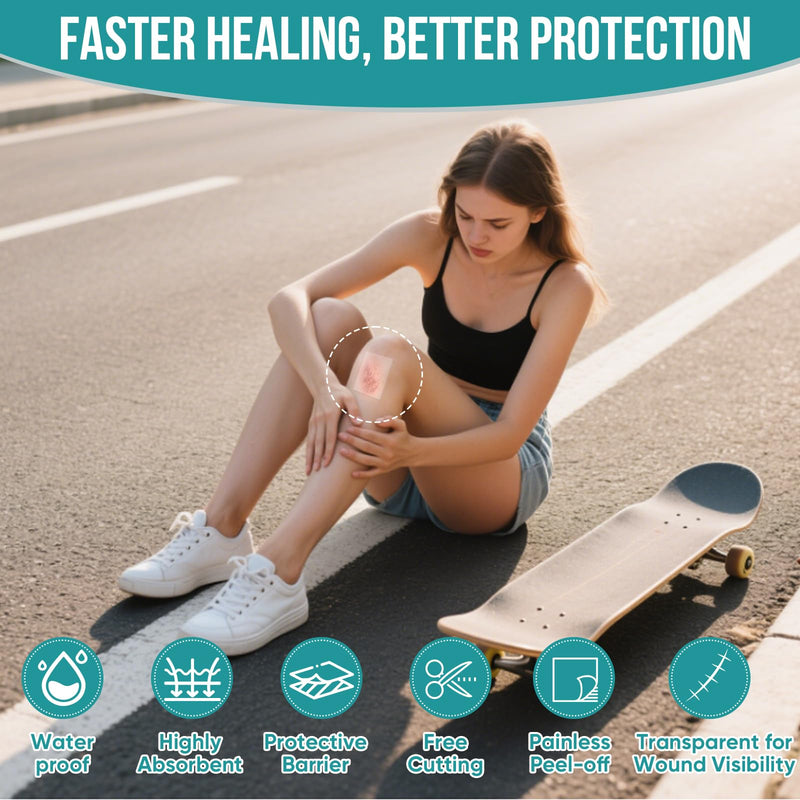 [Australia - AusPower] - Hydrocolloid Roll for Wound Care, Hydrocolloid Patch Bandages with Self-Adhesive, Bed Sore Bandages, Highly Absorbent for Burn, Blister, Acne Care, Sterile and Waterproof (2in x 12ft) 