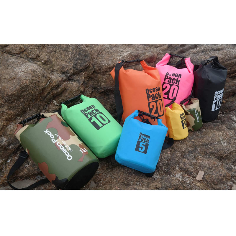 2L/3L/5L/10L/15L/20L/30L 500D Tarpaulin Heavey-Duty PVC Water Proof Dry Bag Sack for Kayaking/Boating/Canoeing/Fishing/Rafting/Swimming/Camping/Snowboarding Pink 20L