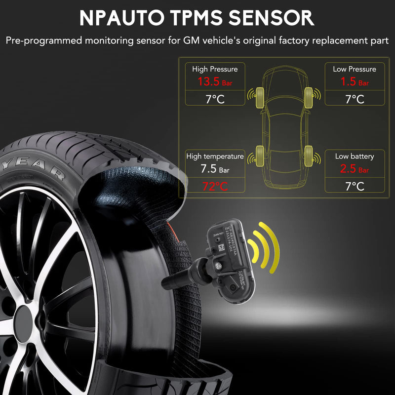 NPAUTO TPMS Sensor Fits for RAM 1500 2500 3500 4500 5500 Jeep Cherokee 2014 2015 2016 2017 2018-2022, 4Pcs Tire Pressure Sensors Replace# 68249197AA 68239720AA Tire Pressure Monitoring System 434MHz
