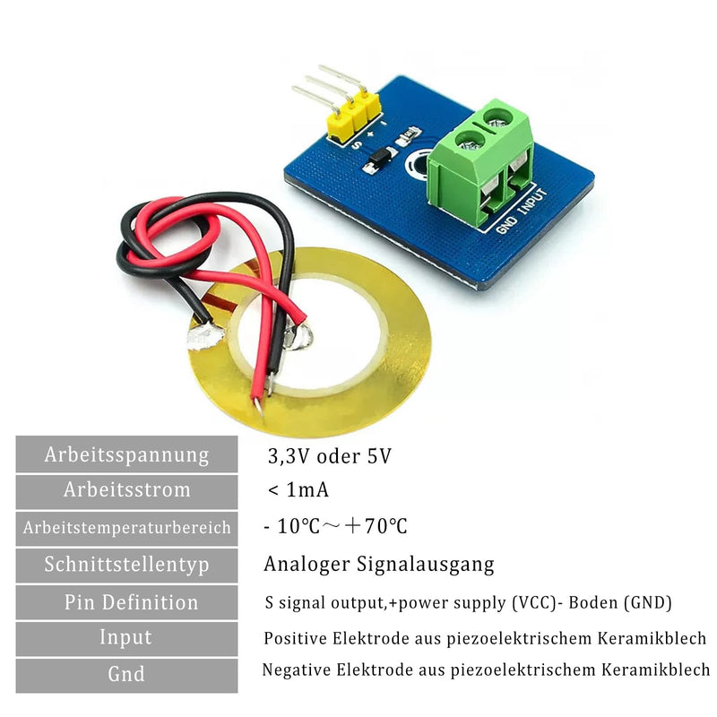 Ceramic Piezo Vibration Sensor Module 3.3 V 5 V Detects Vibration Sensor Analogue Signal Output Module Electronic Building Block Single Module for Arduino DIY 6