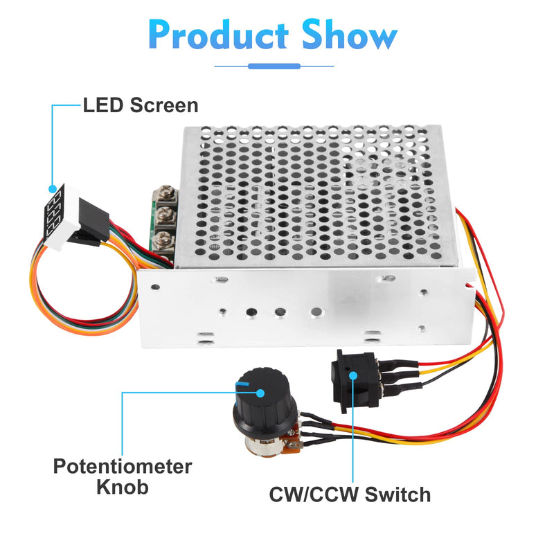 [Australia - AusPower] - PWM 3500W Max DC Motor Speed Controller, DC 10V-55V & 100A Max Brush Motor LED Display Stepless Speed Controller with Forward-Brake-Reverse Switch & Ajustable Potentiometer 