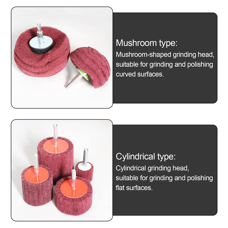 [Australia - AusPower] - 6PCS Non Woven Abrasive Buffing Polishing Wheel Drill Attachment Set,Scouring Pads Power Scrubber Cleaning Kit (red) red 