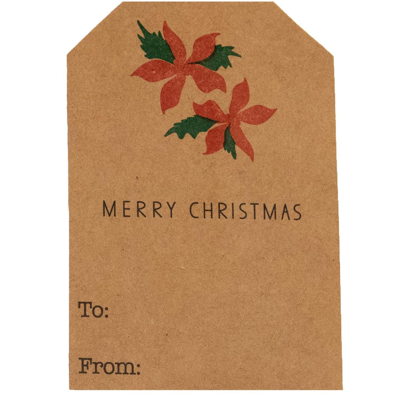 InStockLabels.com Natural Kraft English Holly Christmas Holiday Gift Tag Stickers 2 x 3 Inch 25 Total Labels