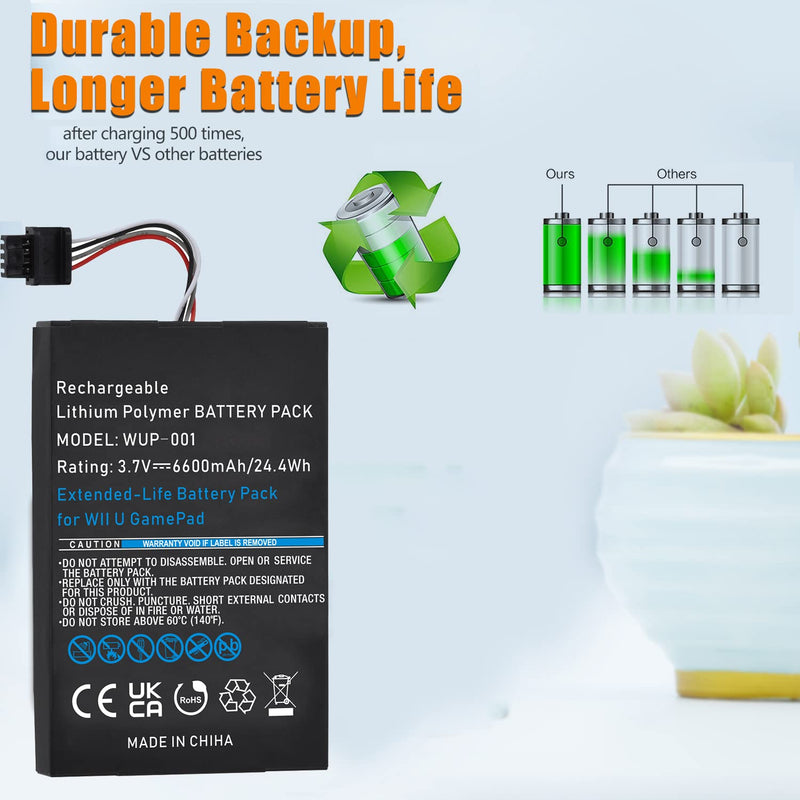 [Australia - AusPower] - Pickle Power 6600mAh Wii U Gamepad Battery, Rechargeable Wii U Battery Replacement for Nintendo Wii U Gamepad WUP-010 WUP-012 