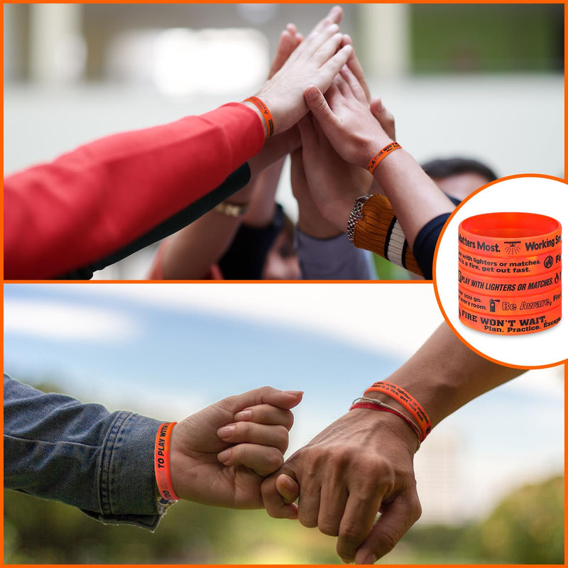 [Australia - AusPower] - 50 Pcs Fire Safety Awareness Bracelet Silicone Rubber Wristband with Tips Phrases for Awareness Gifts 