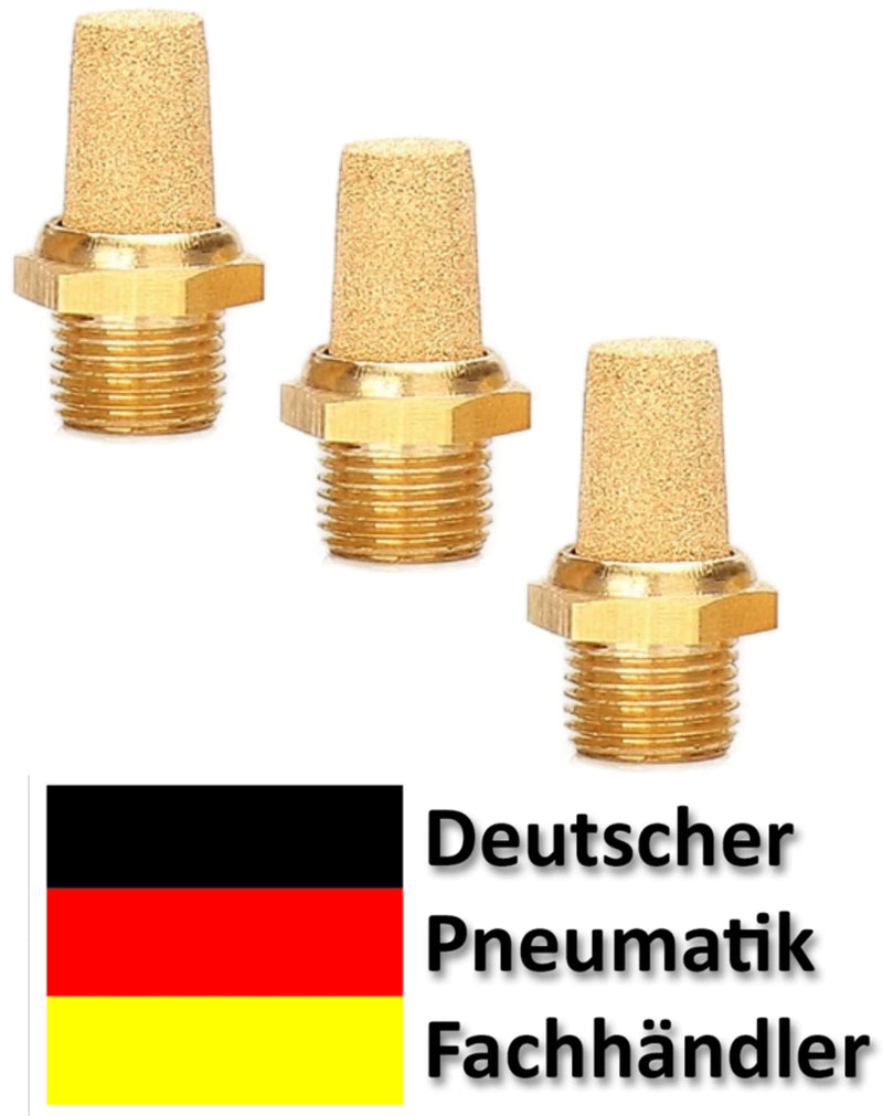 Pneumatic Silencer Made of Sintered Bronze 1/8 Inch Set of 3 Industrial Quality