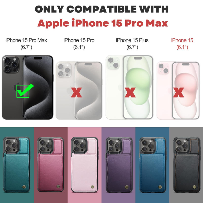 [Australia - AusPower] - for iPhone 15 Pro Max Wallet Case with Card Holder, Case for iPhone 15 Pro Max with RFID Blocking for Women Men, Durable Kickstand Shockproof Phone Case for iPhone 15 Pro Max, Purple iPhone 15 Pro Max - 6.7"-(L) 