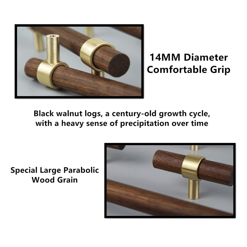 Drawer 6.69"/170mm Pulls Brass Walnut Kitchen Wardrobe Cabinet Hardware Pull Handle with Screw, 4Pcs 4 L6.69" H5.04" Two Hole
