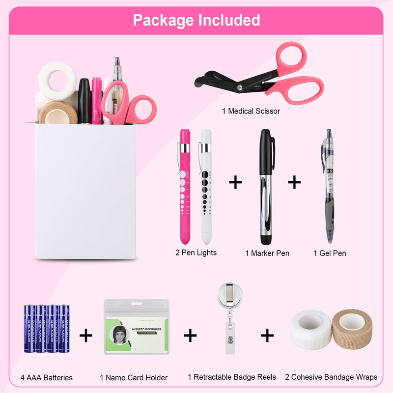[Australia - AusPower] - BOVKE Raspberry Stethoscope Case with 12Pcs Nurse Supplies Kit 