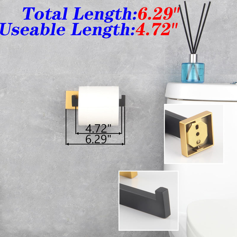 GERZWY Bathroom Hardware Accessories Sets Stainless Steel 2-Pieces - Toilet Paper Holder Towel Ring (Black & Gold) FG1656-2BD Black & Gold
