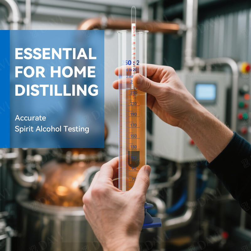 [Australia - AusPower] - Hydrometer Alcohol 0–200 Proof & Tralle with Glass Test Jar Kit, Lab-Grade Glass Dual Scale for Accurate High-Proof Spirit Testing Moonshine Whiskey Spirits Liquor Proofing Distilling 