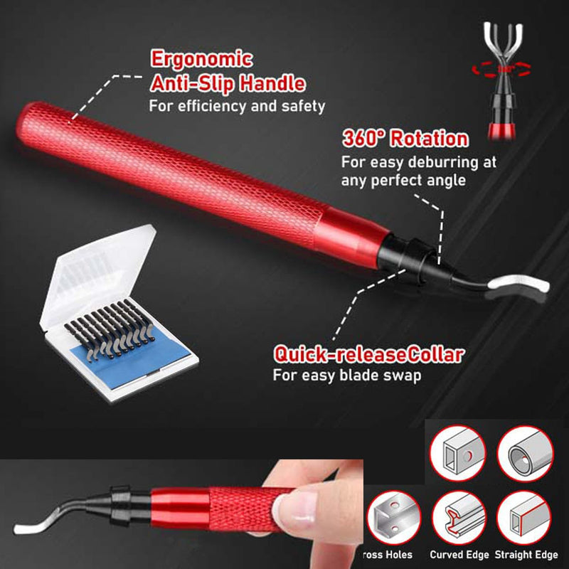 [Australia - AusPower] - Deburring Tool Set with 11 M2 HSS Burr Removal Replacement Blades (8pcs BS1010 for Edges and 3pcs BK3010 for Small Hole) for 3D Printed, Metal, Plastic, Wood, PVC Edges 11 PCS Mixed Blades 