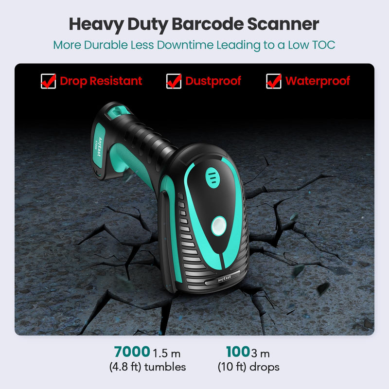 [Australia - AusPower] - Wireless Barcode Scanner with Stand, Industrial 1D 2D QR Bluetooth Barcode Scanner with Drop Resistant Dustproof Waterproof,USB Bar Code Reader Scanner for Android, iOS, Windows Green-2 