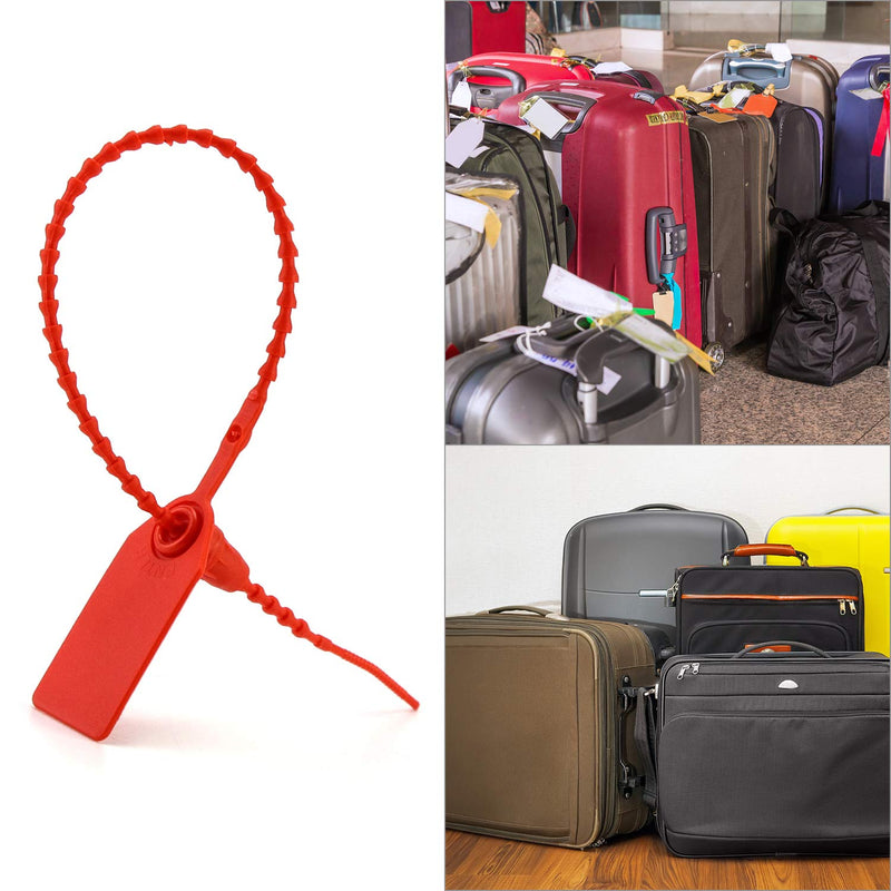 [Australia - AusPower] - QWORK Plastic Tamper Seals, 100Pcs Tamper Self-Locking Security Zip Tie, Pull-Tite Security Tag for Fire Extinguishers and Fire Safety, 9-13/16" Long, Red 100 Pack 