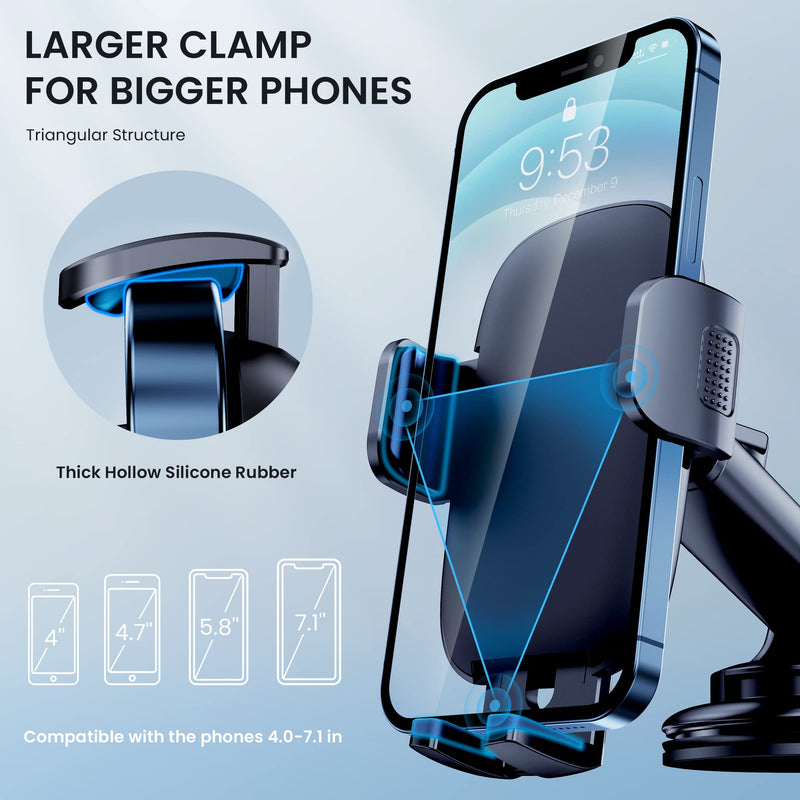 [Australia - AusPower] - Qifutan Car Phone Holder Mount Phone Mount for Car Windshield Dashboard Air Vent Universal Hands Free Automobile Cell Phone Holder Fit iPhone Black 
