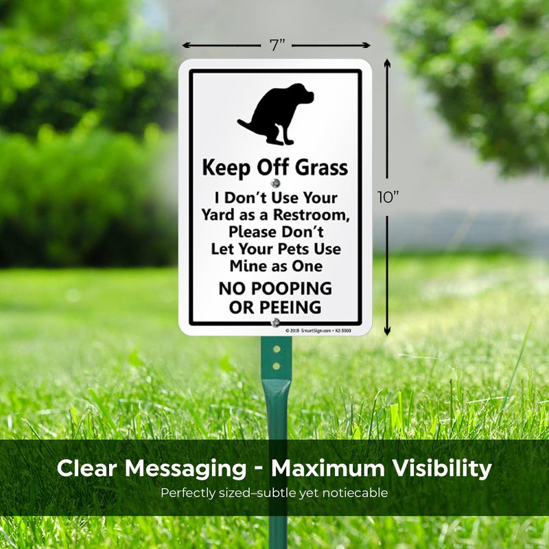 SmartSign "Keep Off Grass" Funny Dog Poop Sign for Lawn | 21” Tall Stake & Sign Kit 10"x7" Aluminum Sign with 18" Stake