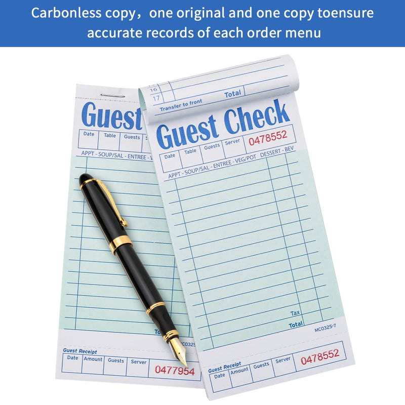 Guest Checks Server Note Pads 300 Sheets Waitress Notepad for Restaurants (6 Books) 3.5" x 6.75" Per Ticket Book Checks With Bottom (6 Books)