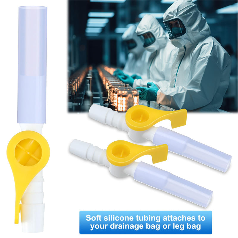 [Australia - AusPower] - 15 Pack Catheter Valve Individually Package Urine Drainage Catheter Bag Valves with Smooth Edges and Silicone Tubing Silicone Catheter Extension Tubing 