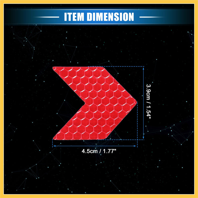 20 Pcs Reflective Stickers, 1.77"x1.54" Arrow Shape Safety Tape Reflector Universal for Cars Trucks Trailers Waterproof PET Red Auto Replacement Parts