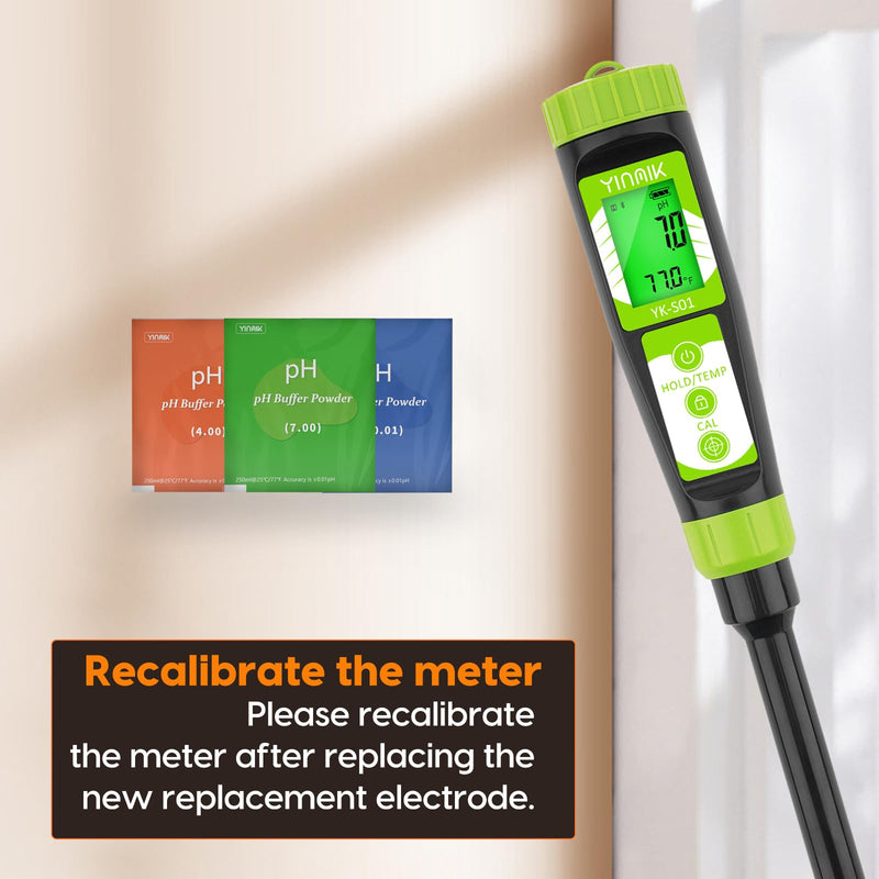 YINMIK Soil pH Probe for YK-S01, YK-S01P, Black pH Replacement Electrode, Original YINMIK Soil Tester Electrode