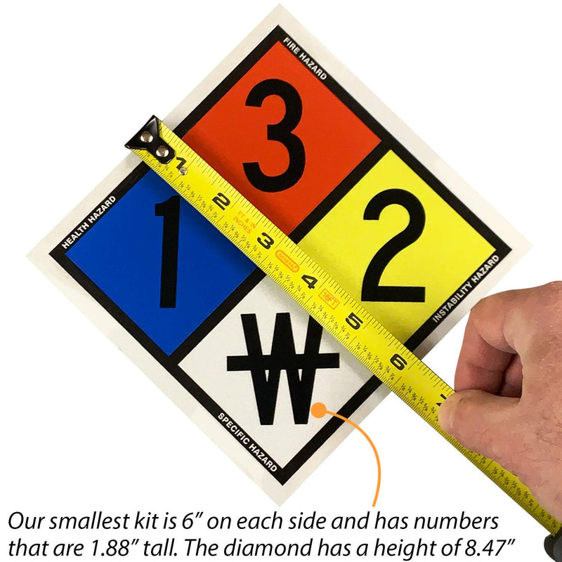SmartSign NFPA Adhesive Label Kit (Placard, Digits & Symbols) | 8.5" Tall (Tip-to-Tip) Diamond 3M Engineer Grade Reflective (S-5544) 8.5" Tall Engineer Grade Reflective Label Kit 6" x 6"