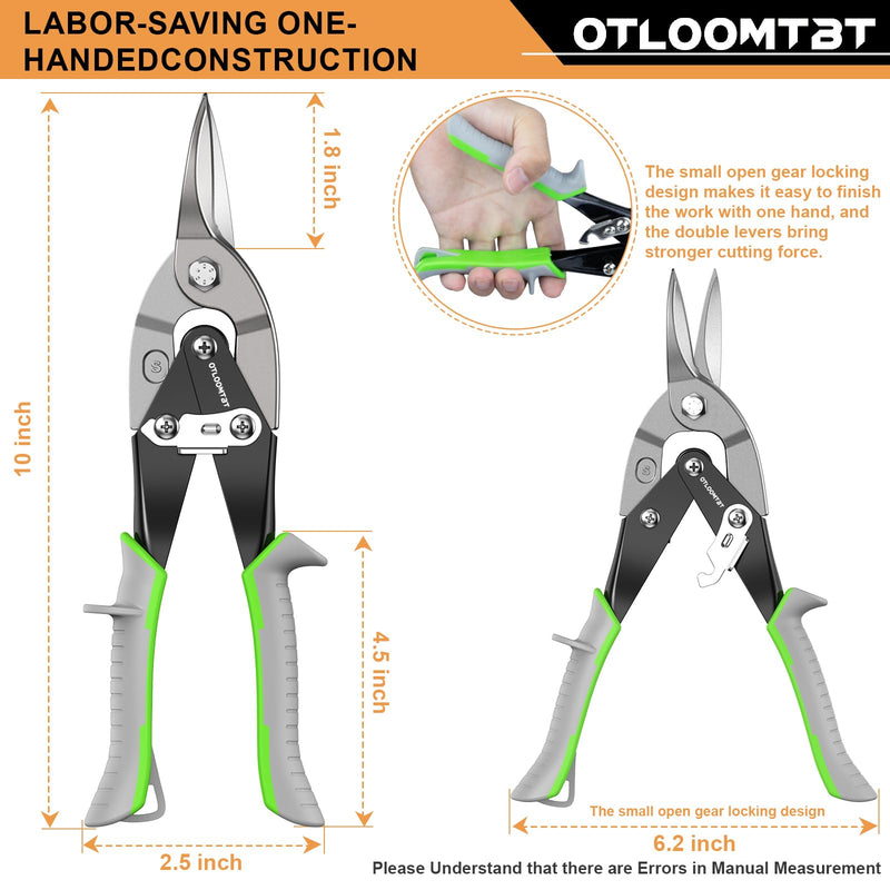 [Australia - AusPower] - 10 Inch Straight Cut Tin Snips for Cutting Metal Sheet, Easy to Use Well-Made Industrial-Grade Heavy-Duty Midwest Aviation Snips, Super Sharp and Labor Saving Tin Snip, Metal Shears 