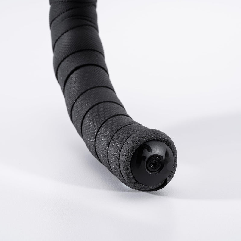 Fabric Knurl Gravel Reflective Handlebar Tape Gravel Bike - Road Bike Bar Tape with Handlebar Plugs and Finishing Strips - 200 x 3 cm - 3.5mm Thick - Reflective Black