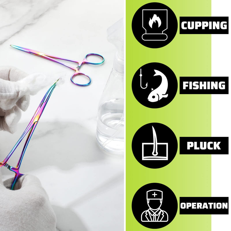 [Australia - AusPower] - BBTO 2 Pieces Rainbow Hemostat Curved and Straight Hemostat Forceps Piercing Pliers Forceps, 7.1 Inch Stainless Steel Straight and Curved Pliers, Fishing Tweezer Hemostats 