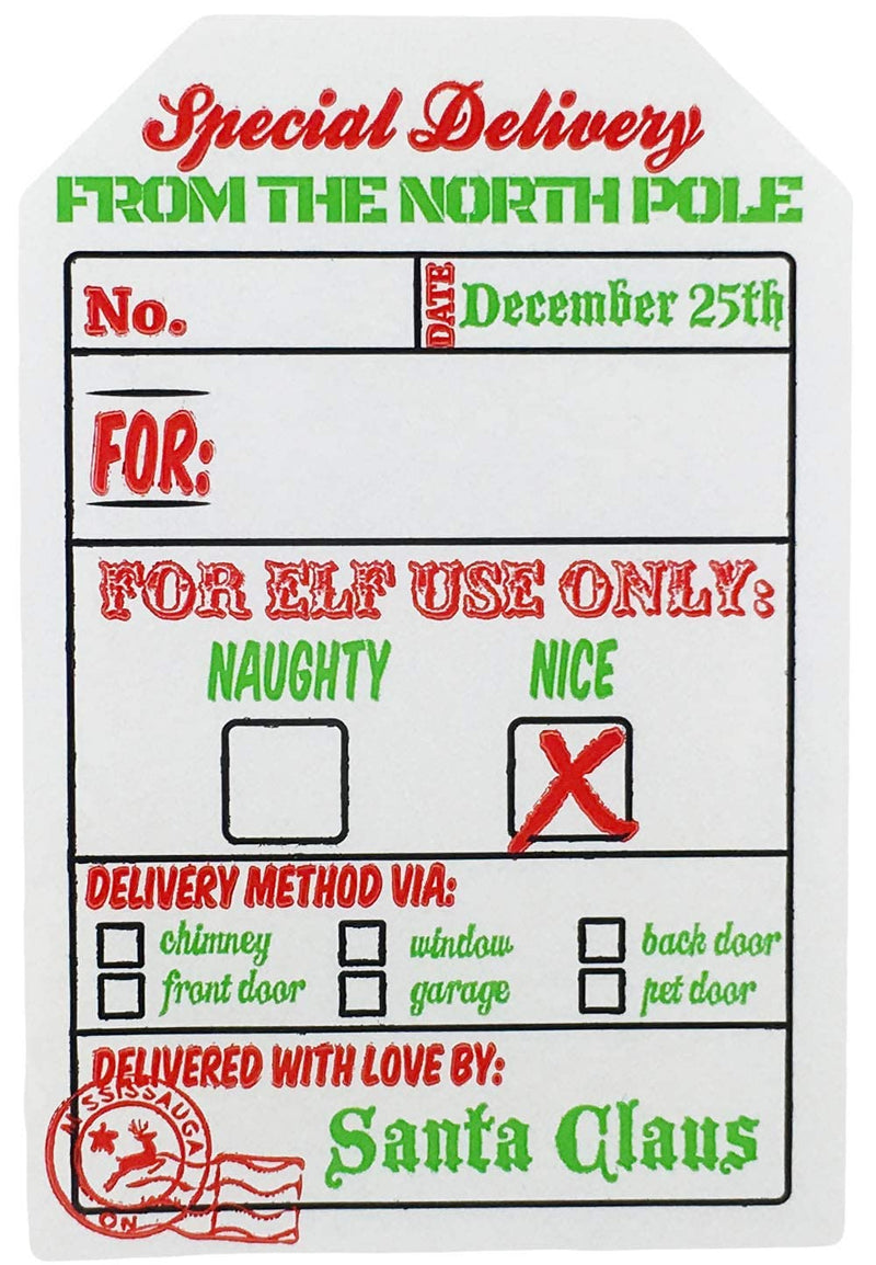 from Santa Gift Tags â€“ White Semi-Gloss Holiday Stickers, 2 x 3 Inch Labels, Roll of 100 with 4 Festive Designs â€“ Christmas Wrapping Tags, Made in The USA