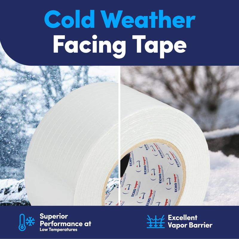 ECHOtape FS-G7732 All Weather Lamtec WMP-VR-R Plus Facing Insulation Tape - High Performance Adhesive Tape for Construction 2.83 in x 50 yds / 72mm x 45.72m White