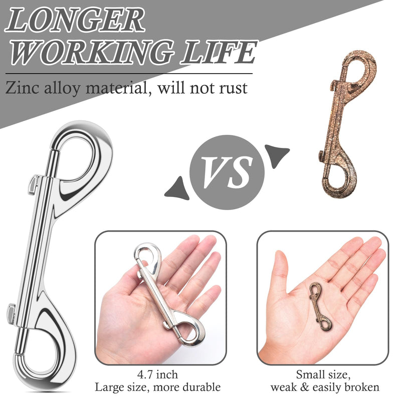 [Australia - AusPower] - ERKOON Extra Large 4.7 inch Double Ended Bolt Snaps Hooks 220lbs Load Capacity Zinc Alloy Buckles for Cats Dogs Horses Heavy Duty Trigger Snap for Water Bucket/Horse Feed/Hammocks/key Chain (2 Pack) 2 Pack 
