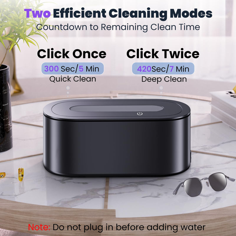 [Australia - AusPower] - Ultrasonic Jewelry Cleaner, 48Khz 12oz Professional Jewelry Cleaner Ultrasonic Machine with Digital Timer, 30W Portable Ultrasonic Cleaner for Eyeglasses, Necklaces, Rings, Watches, Dentures Black 