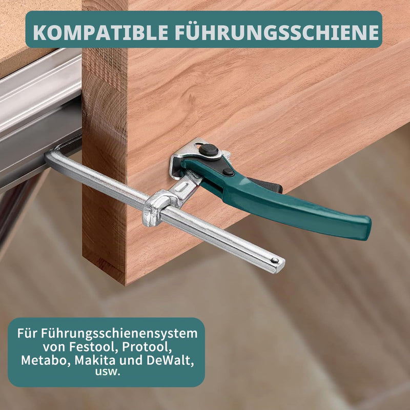 2 x lever clamps, all-steel table clamp with lever handle | Quick release ferrule with 160 mm capacity and 60 mm throat depth for cutting grinding, green 2 Piece Lever Clamp Set