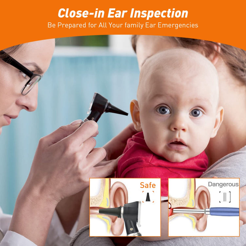 [Australia - AusPower] - Scian Otoscope - Ear Scope with Light, Ear Infection Detector, Pocket Ear Checker Kit with 3X Magnify lens & 8 Speculum Tips for Kids,Elders,Dogs,Home Use (Purple) Black 
