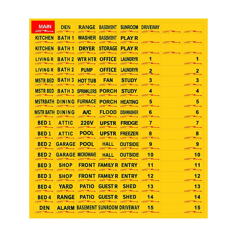 Circuit Breaker Labels, Breaker Box Label, Electrical Panel Labels, Easy Read and Install,Yellow Yellow