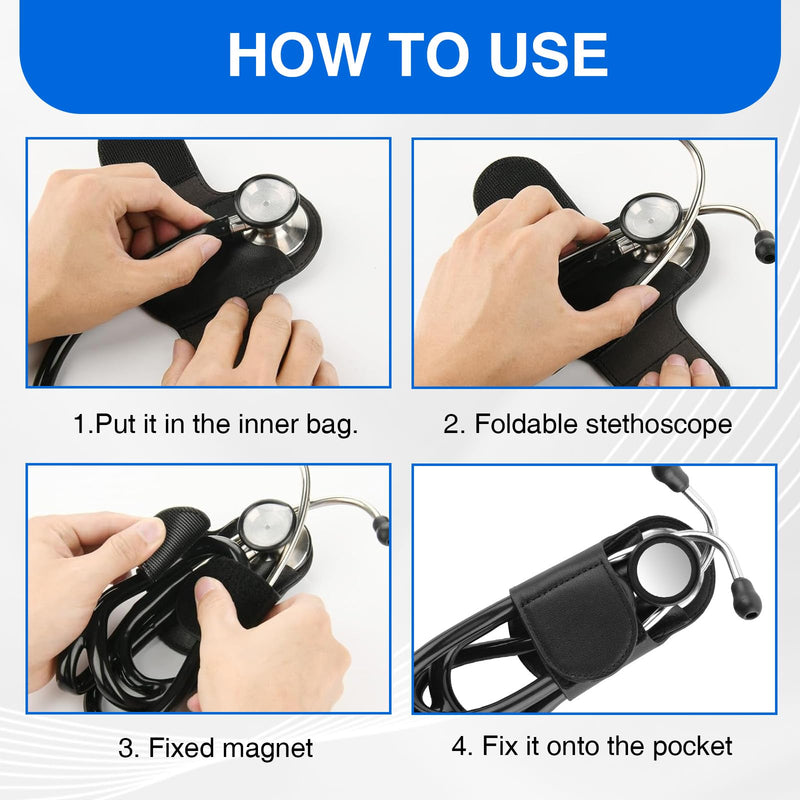 [Australia - AusPower] - Stethoscope Hip Clip Holder, Leather Holster for Scrubs, Compatible with 3M Littmann Classic III and Other Models 
