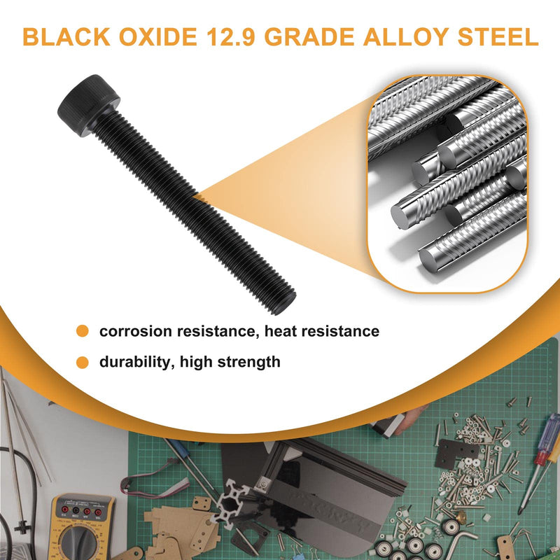 [Australia - AusPower] - 660Pcs M2 Screws Set Black, M2 x 4/6/8/10/12/16/20/25/30mm Hex Socket Head Cap Screws Nuts Washers Assortment Kit, 12.9 Grade Alloy Steel Assorted Screws, Fully Machine Threaded, Allen Socket Drive M2 Socket Cap 