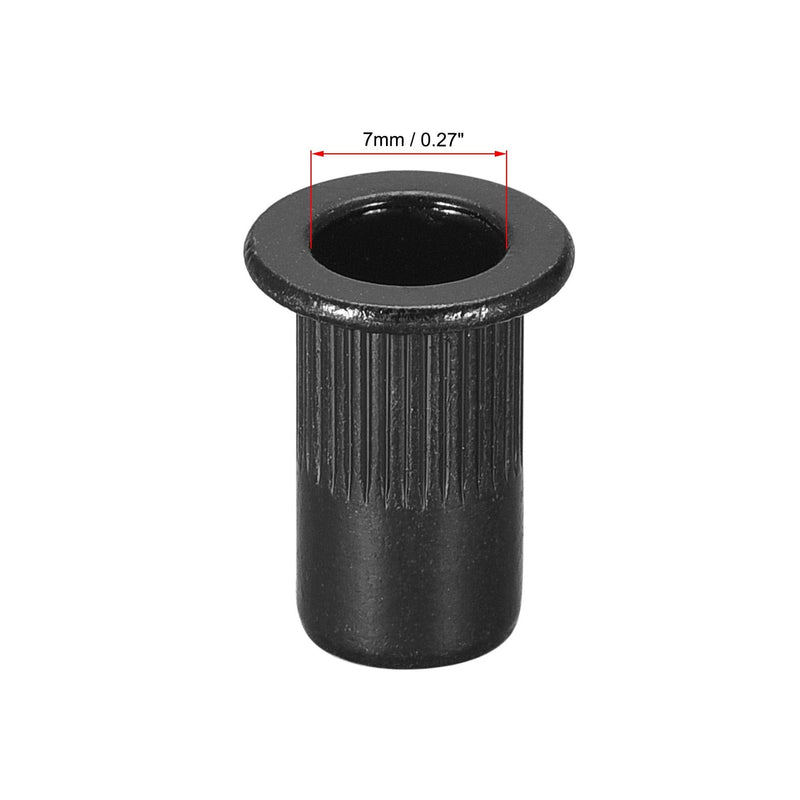 [Australia - AusPower] - uxcell M5 Rivet Nuts Carbon Steel Zinc-Plated Knurled Flat Head Threaded Insert Nut Black 20Pcs 