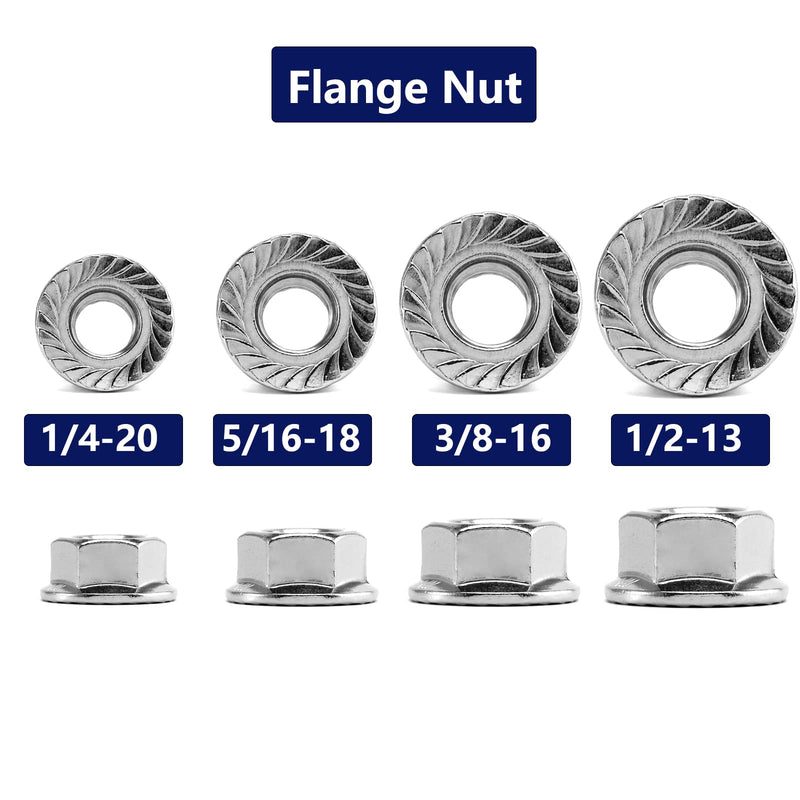 [Australia - AusPower] - 1/4-20 Serrated Flange Hex Lock Nuts 100Pcs 304 Stainless Steel 18-8, Full Thread, Hex Drive, Bright Finish by SG TZH 100 1/4-20 