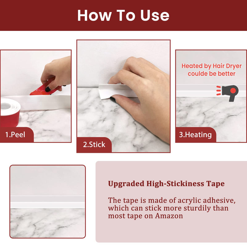 [Australia - AusPower] - SNAILGARDEN 2 Rolls Bath Sealant Strip, Acrylic Adhesive Caulk Strip with 2Pcs Caulking Tools, White Seal Strip Waterproof Sealant Tape for Bathroom,Kitchen,Toilet,Wall Corner 