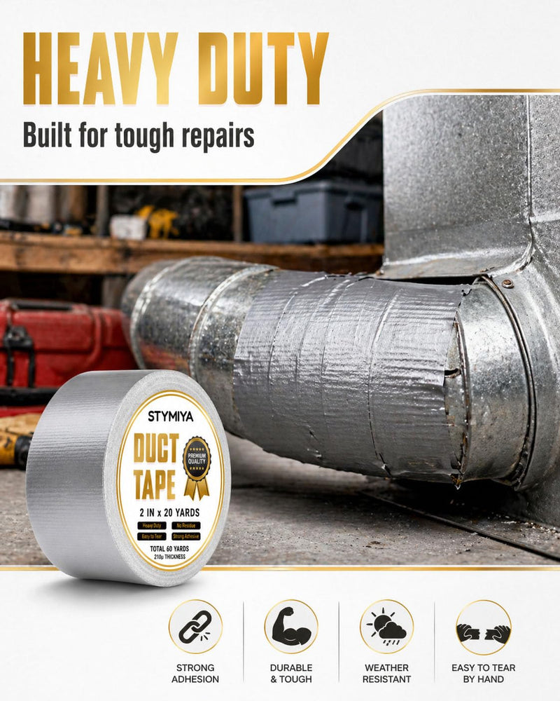 Silver Duct Tape Heavy Duty: Wide Waterproof Outdoor Duck Furniture Repair Tape Bulk - Strong Adhesive Weather UV Resistant No-Residue Masking Tapes Patterns Variety Pack (3, Silver) 3Pack-Silver