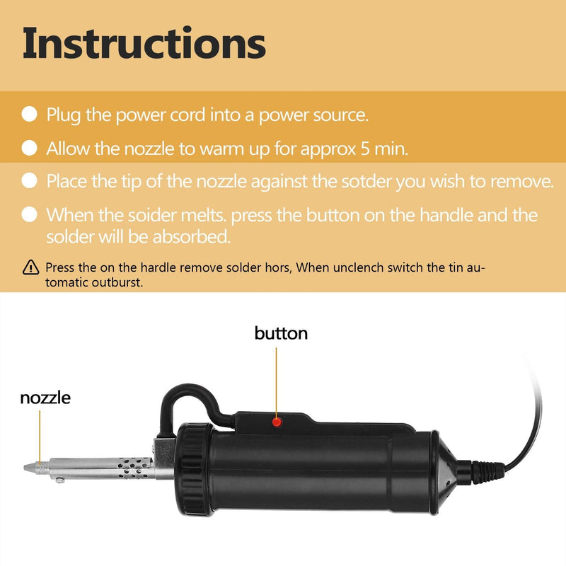 Solder Sucker, Automatic Desoldering Pump Vacuum, Portable Electric Solder Tin Sucker, Vacuum Soldering Remove Pump Desoldering Machine, AC110V 30W with 3 Soldering Suction Tips