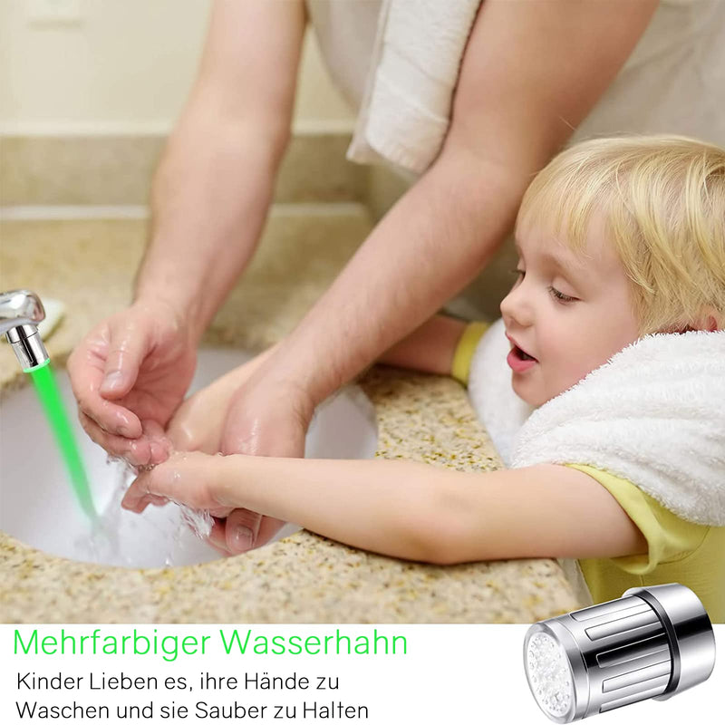 [Australia - AusPower] - VIEVRE Set of 2 LED Taps, 7 Colours Tap Attachment Kitchen, Blue Green Water Saver, LED Tap Attachment, LED Tap Attachment for Kitchen, Bathroom 