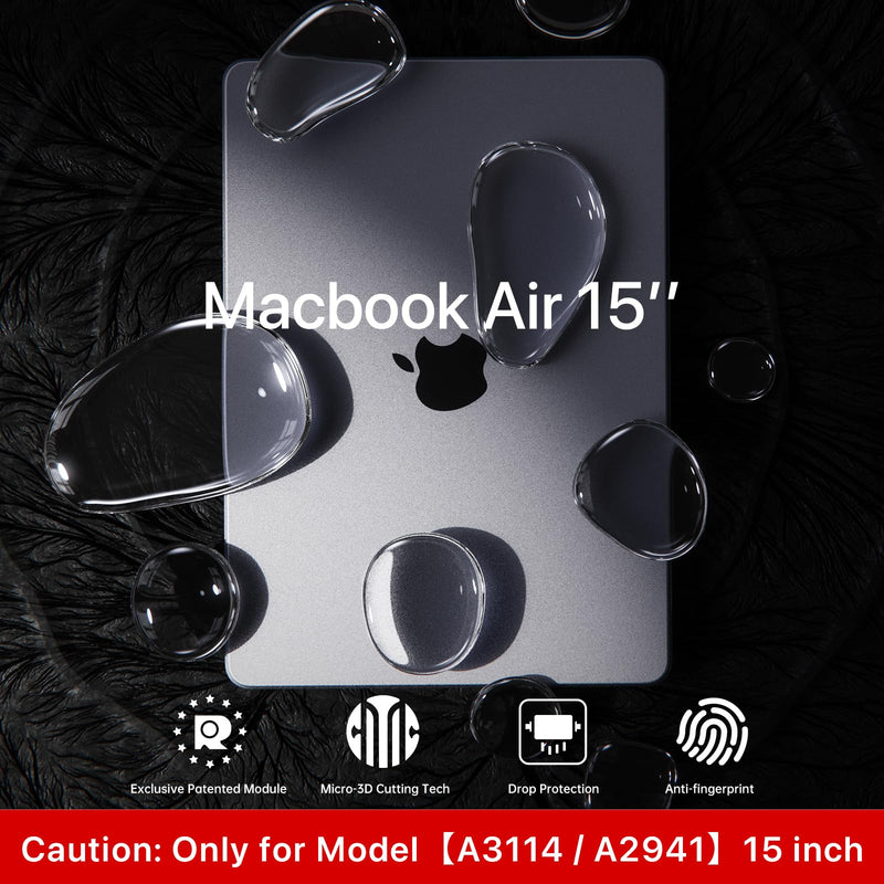 [Australia - AusPower] - Invisible Armor for MacBook Air 15 inch Case 2023 2024 New M3 M2 [Same as Bare Device] [Scientific Slim] Protective Hard Shell Translucent Cover for Laptop Model A3114 A2941 - Matte Clear 