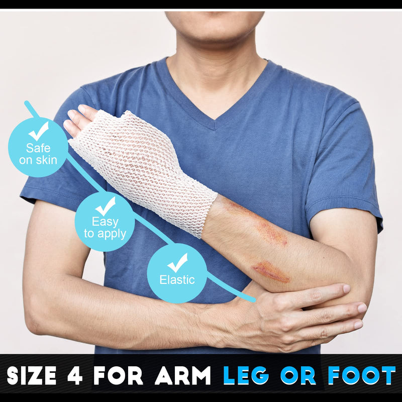 [Australia - AusPower] - 2 Rolls Tubular Bandage Elastic Net Wound Dressing Stretch Dressing Retainer Tubular Elastic Gauze Bandage for Wound Arm, without The Use of Adhesive Tape (Size 4/1.57 Inch x 16.4 Yard Stretched) Size 4 for Arm, Leg or Foot 