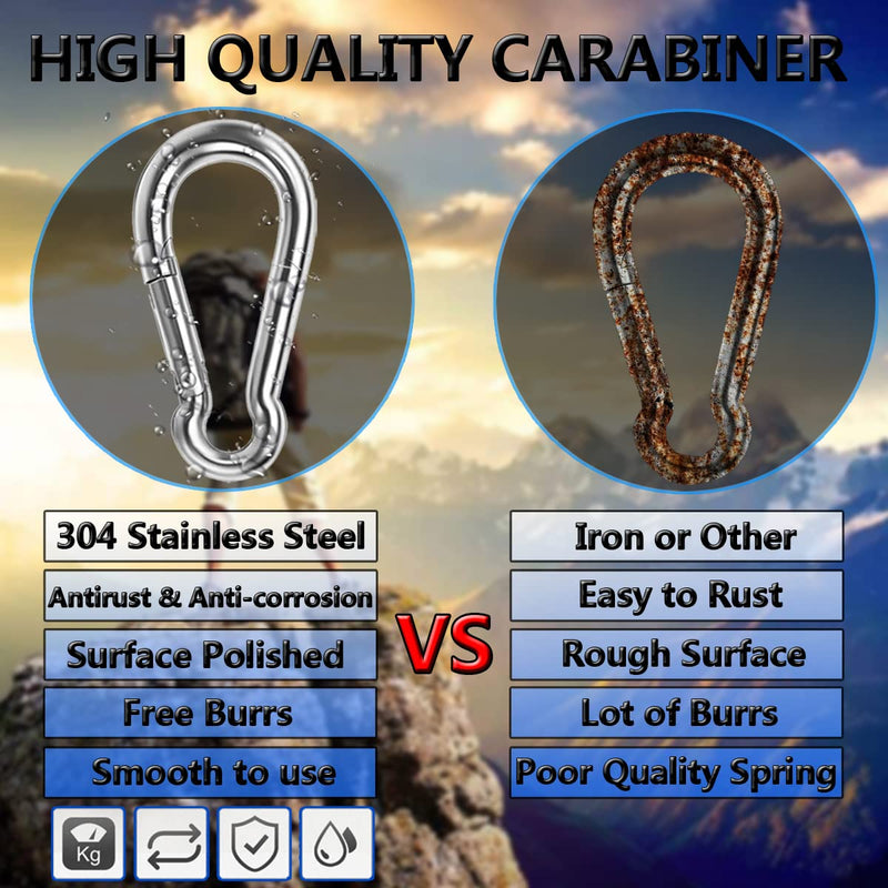 [Australia - AusPower] - Spring Snap Hooks, 304 Stainless Steel Metal Clip Heavy Duty Rope Connector Small Snap Clamp Key Chain Link Buckle for Hammock Swing Set Outdoor Travel Camping Fishing Hiking 1.57inches(m4)-8pcs 