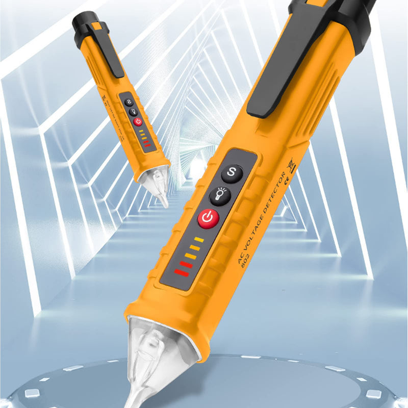 [Australia - AusPower] - AC Voltage Detector Non-Contact Digital Electrician Test Pen with LED Flashlight Sound Light Alarm for Circuit Testing 