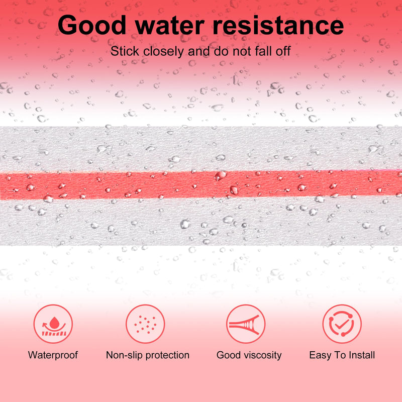 XURI Non Slip Tape Waterproof Clear Tapes 4Inch x 16.4Ft, Red Anti Slip Glow in The Dark Tape - Best Grip, Friction, Abrasive Adhesive for Stairs, Tread Step, Indoor, Outdoor